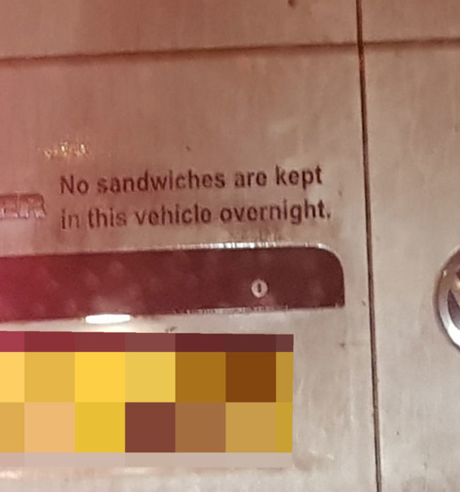 The anti-theft sticker on this van