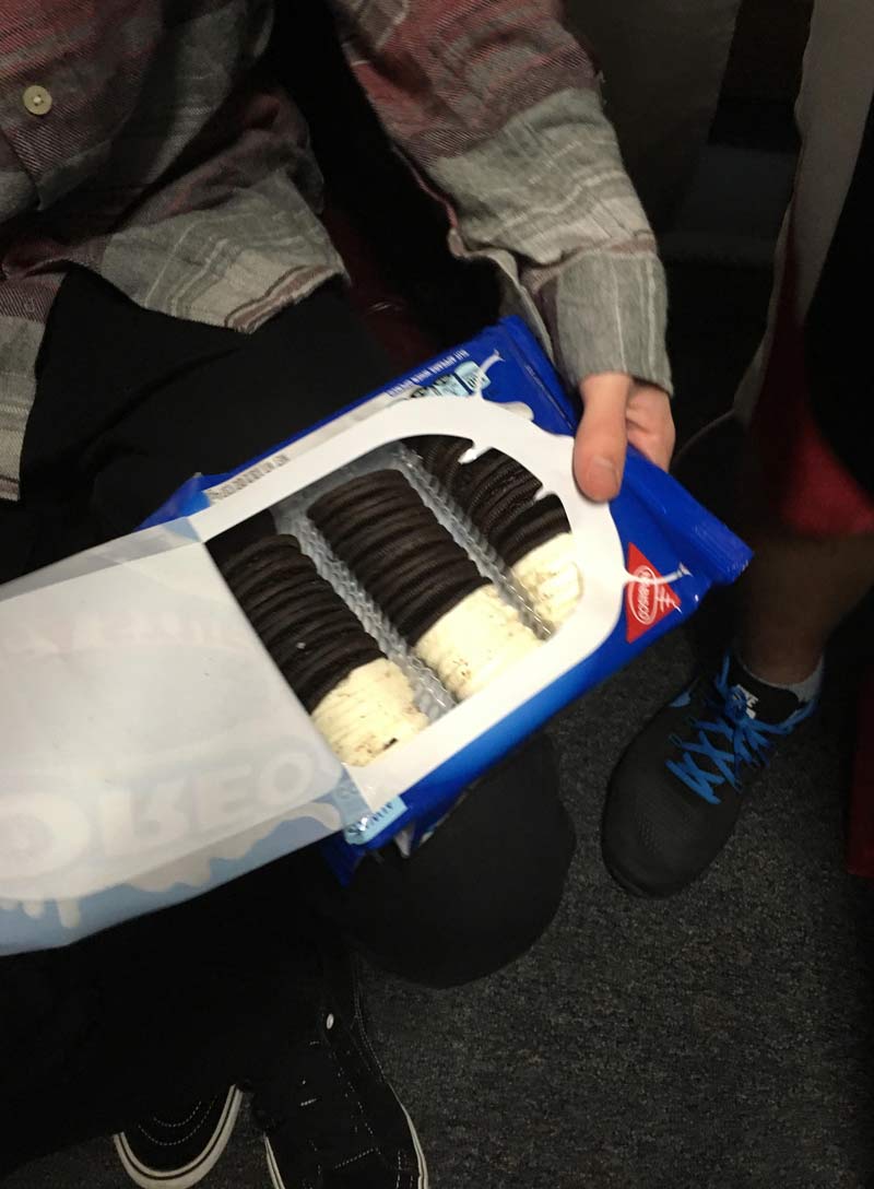 We did a secret santa and someone got a package of Oreos with the creme separated from the cookies