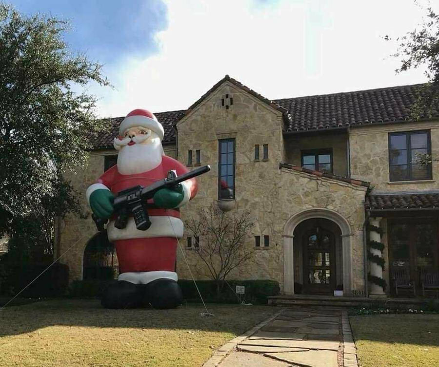 I saw the most Texan Christmas decoration ever today near Dallas