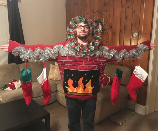 My friend just won $100 for his workplace’s Ugly Sweater Contest