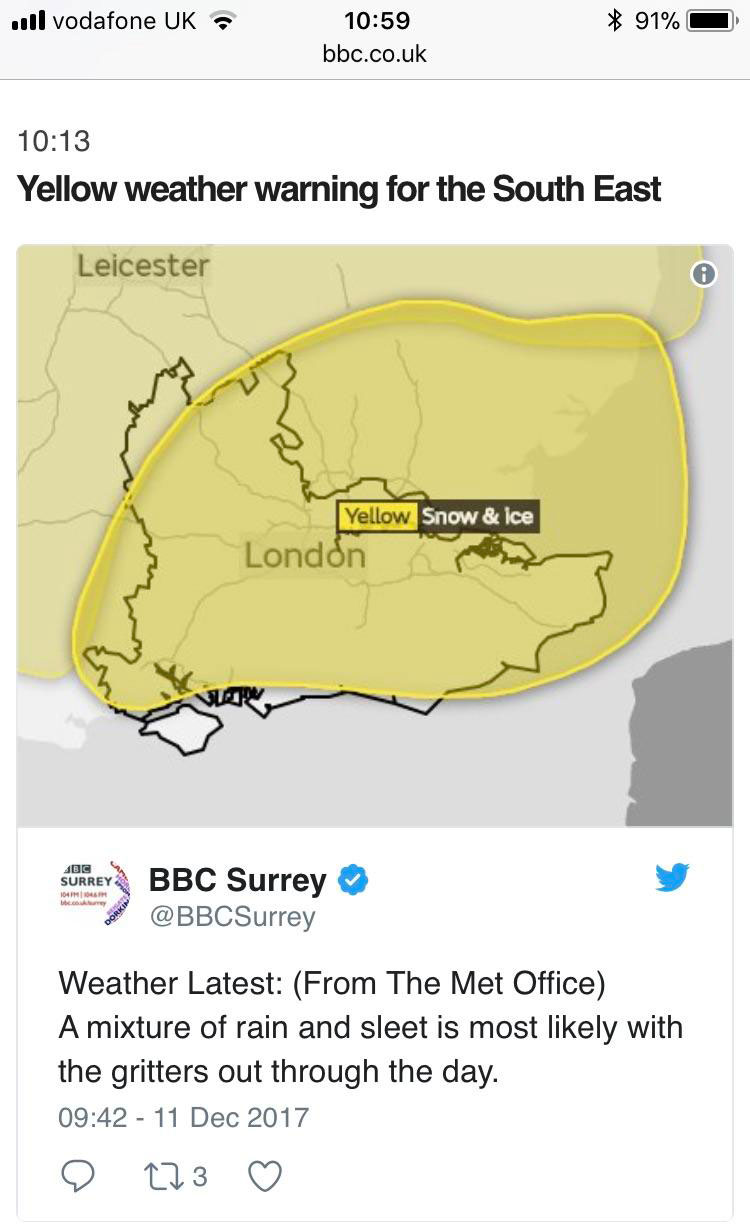 BBC warns of Yellow Snow