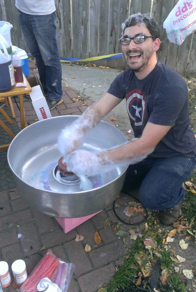 My friend got a cotton candy machine. It's not working as well as he hoped