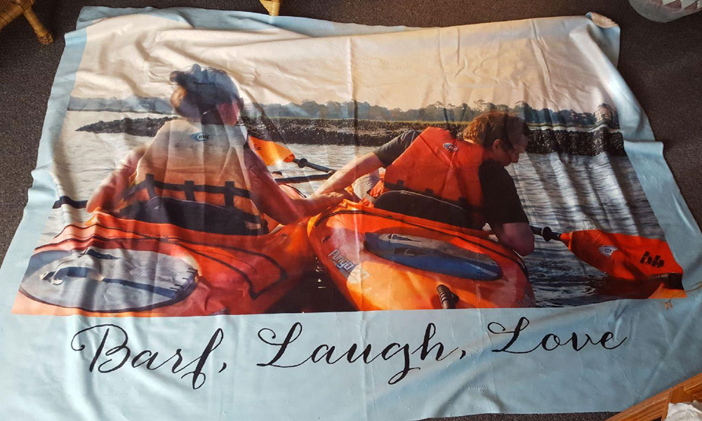 Went on a beach vacation, Dad thought he was capturing a tender moment. Boyfriend had asked me to hold onto his kayak while he puked. Naturally, I blew it up and put it on a blanket