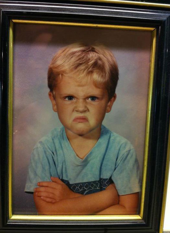 My friend’s boyfriend was not happy about his kindergarten picture. His parents still have it framed in their house 20 years later