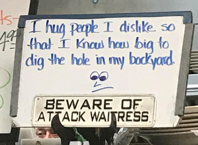 Beware of attack waitress
