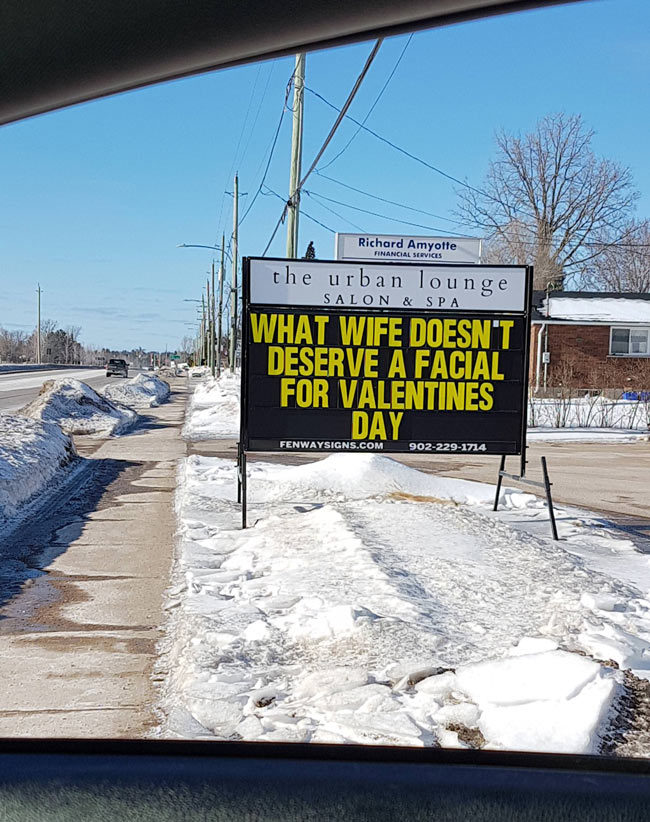 A local business put this sign up for Valentines Day