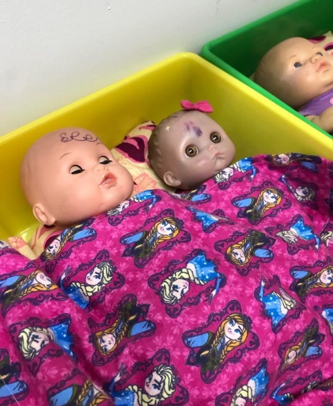 My niece's doll has seen some shit