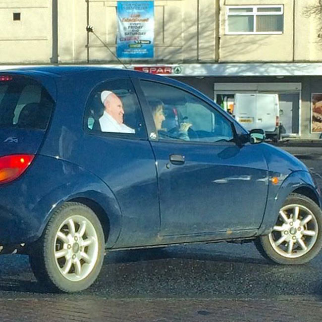 This lady's Pope sticker