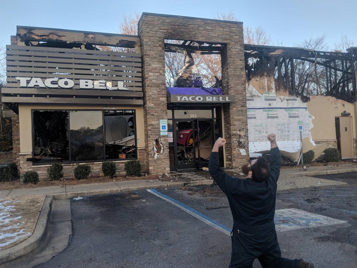 The 24 hour Taco Bell that got me and my friends through college tragically burned down last night. We're coping the best we can