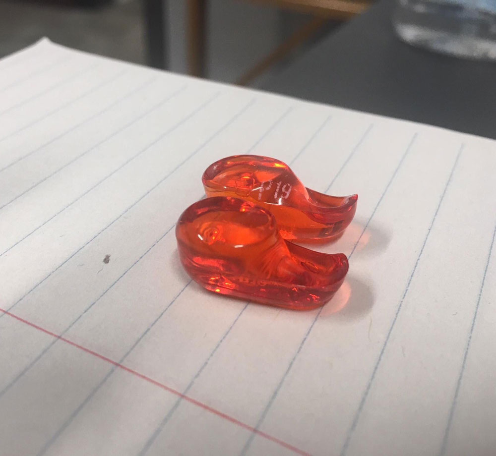 My cold medicine melted in my pocket, they look like little elf shoes!