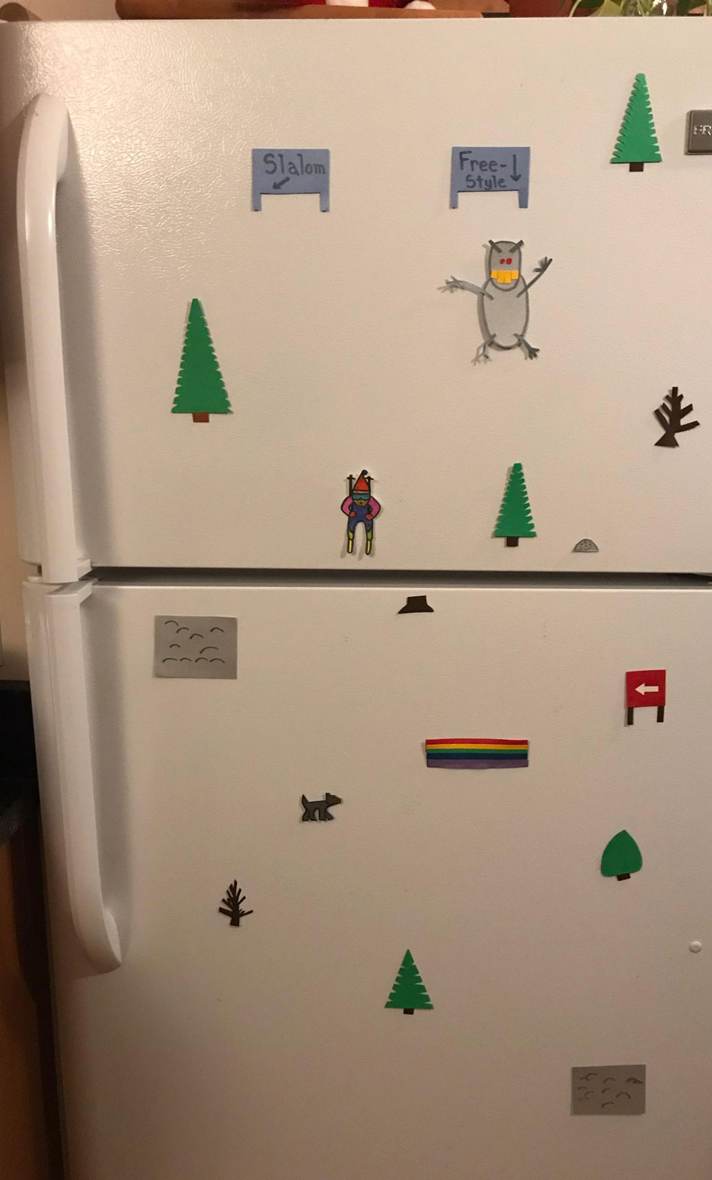 My brother decorated his fridge for the holidays