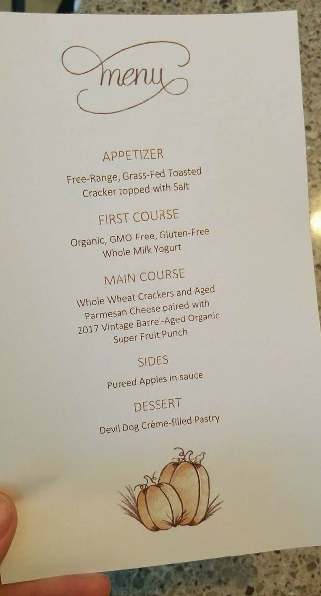 Friend puts fine dining menus in his son's lunch box
