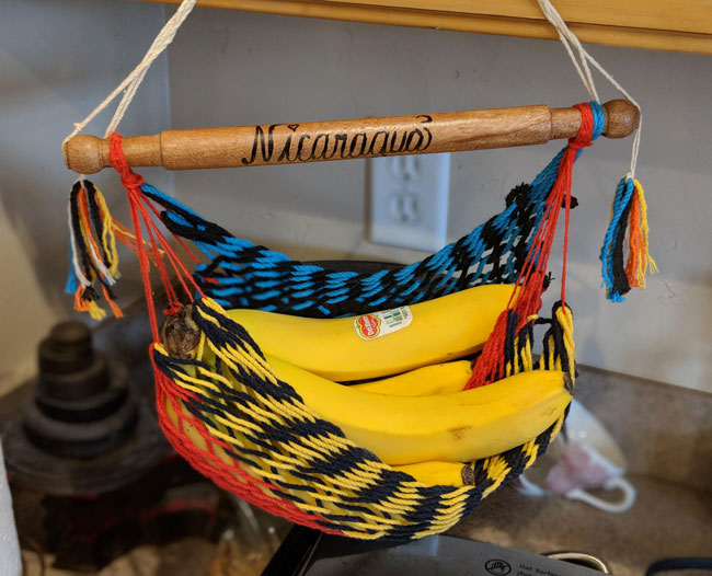 My sister brought this mini hammock home from Nicaragua. We put it to good use