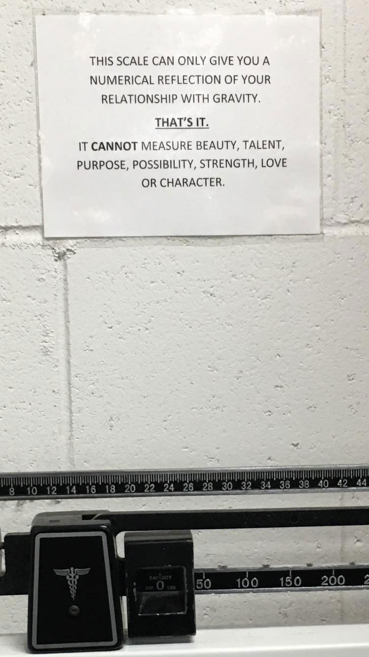 Poster behind the scales at my gym