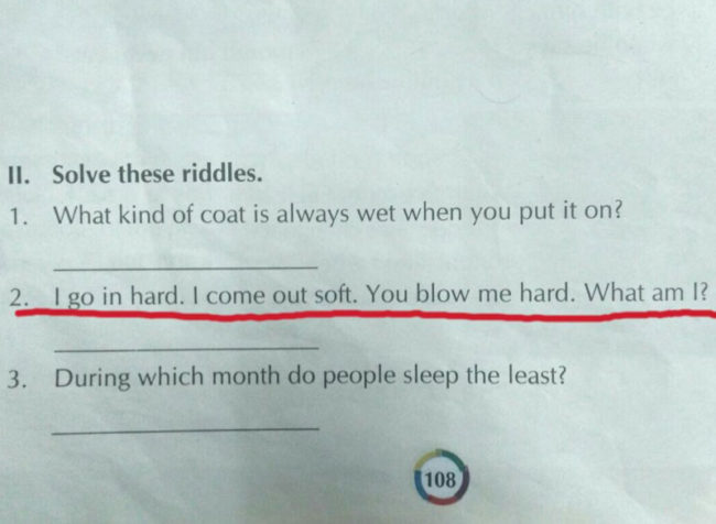 Just a riddle in one of my sister's school books