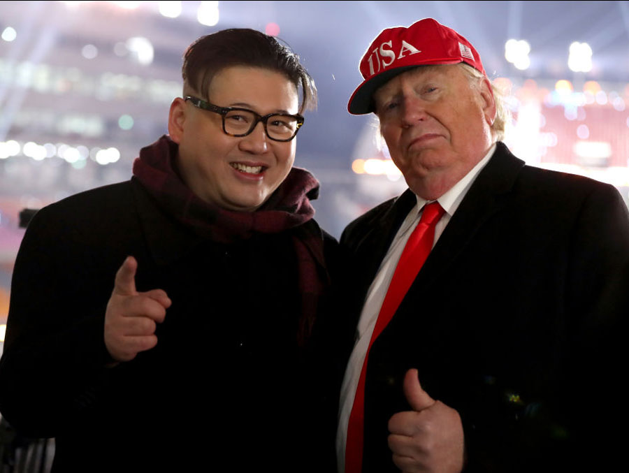 Donald Trump and Kim Jong-un impersonators thrown out of Winter Olympics opening ceremony
