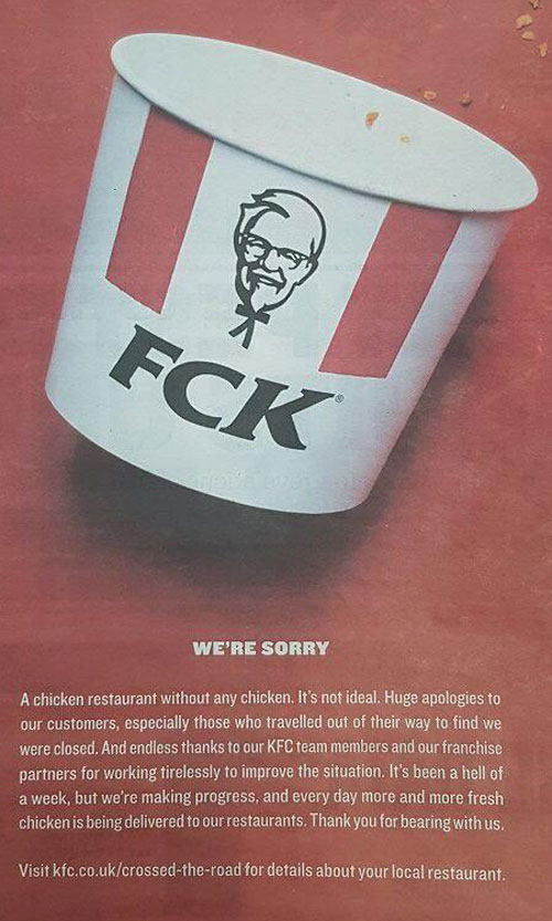 KFC’s apology in the Sun newspaper today