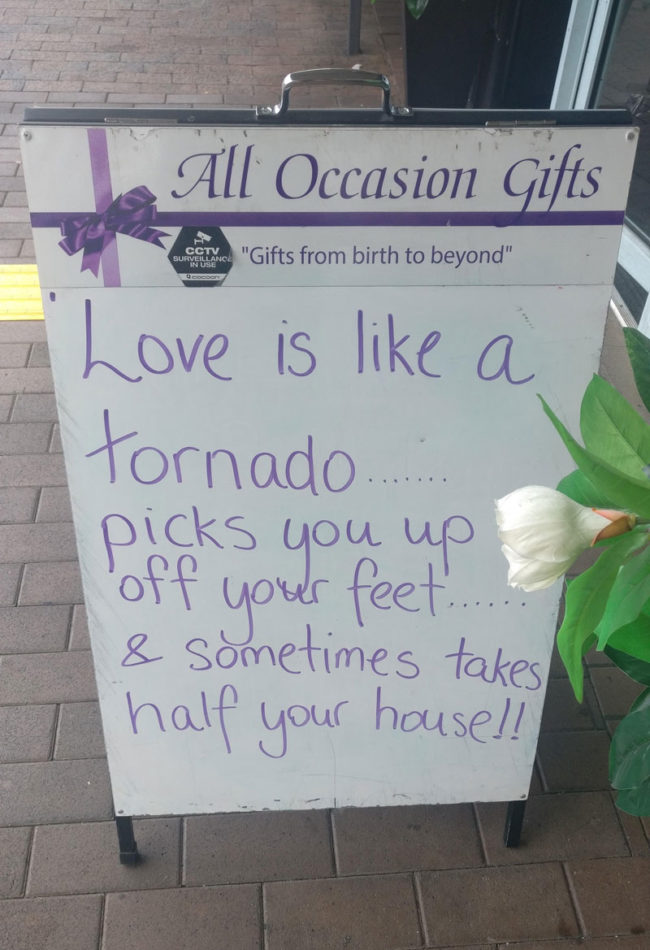 Valentine's Sign outside a local flower shop
