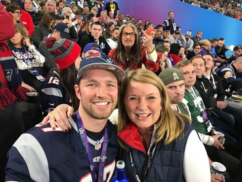 I photobombed my buddy at the Super Bowl. Great minds think alike