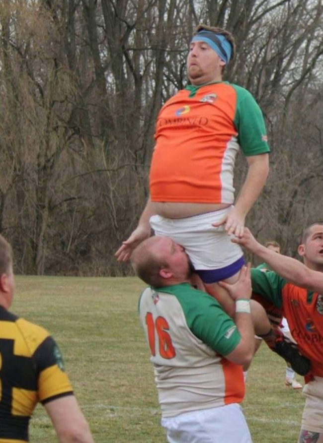 My friend decided to try rugby (He's the bottom one)