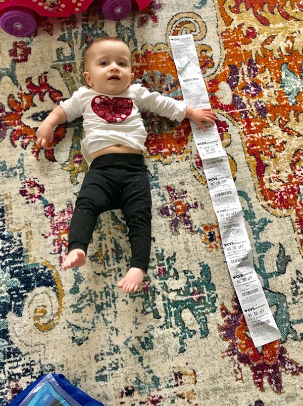 They grow so up so fast. At one year old, my baby is almost one whole CVS receipt long