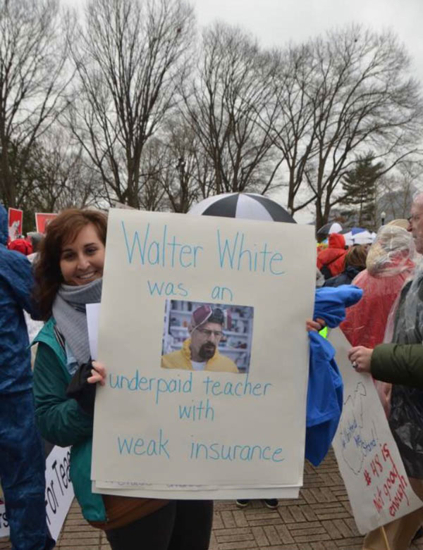 This teacher's protest sign