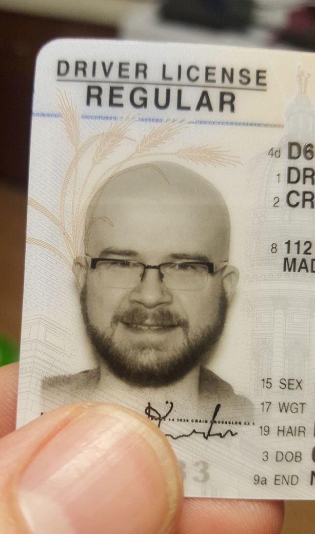 Didn't think I'd like my new ID photo, but they gave me a killer wheat comb over!