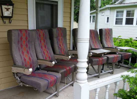 Went to visit my son in college. This is his porch furniture!