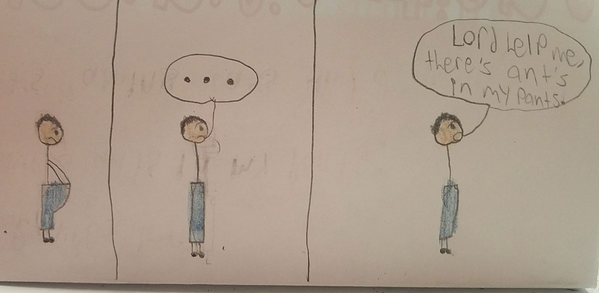 A 6th grader in my wife's class drew this comic - Lord help me