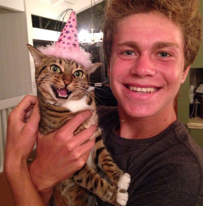 My friend and his cat Nikita on her birthday