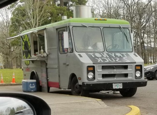 Food truck parked outside my job