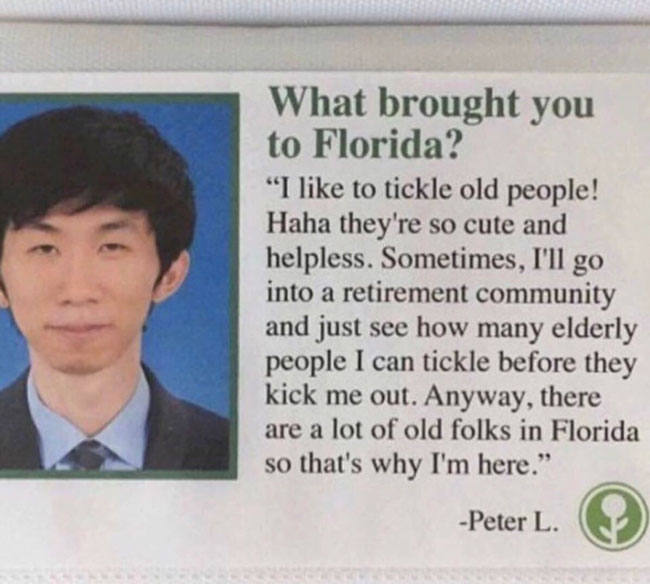 Peter likes old people