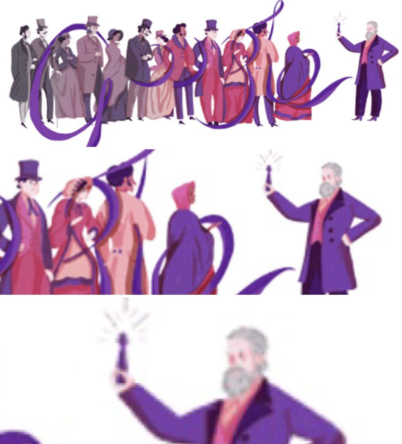 The google doodle today is about a chemist but it looks like it’s about the man who discovered the dildo
