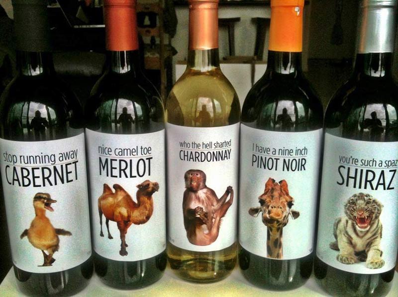 My cousin decided to get creative with his homemade wine labels
