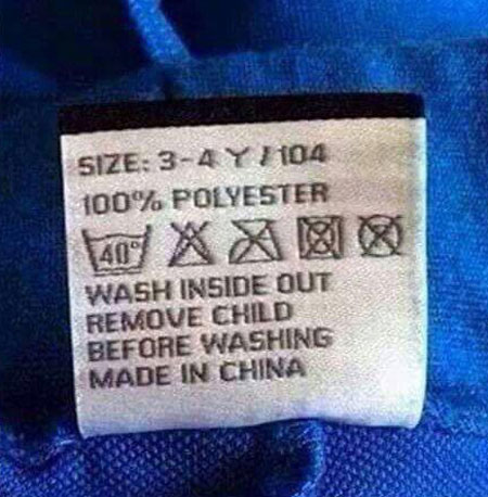 These washing instructions are taking no chances