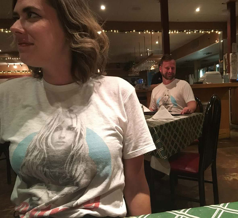 My friend is on vacation, and while out at a restaurant, a guy points out he's wearing the same shirt as his girlfriend