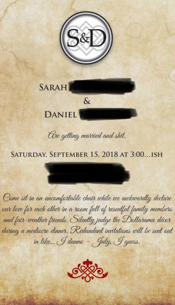This Save the Date wedding note