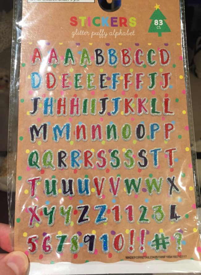Bought this at the dollar store to spell ‘Granny’ on a card but just couldn’t figure out where to begin