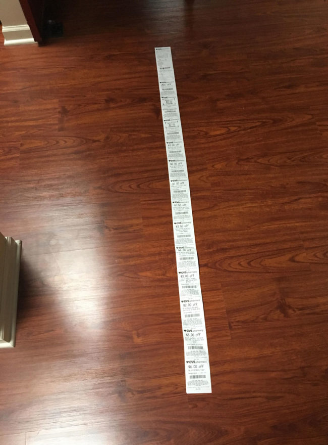 It's hard to appreciate the CVS receipt grandeur until you experience it first hand. Total amount spent: $9.66