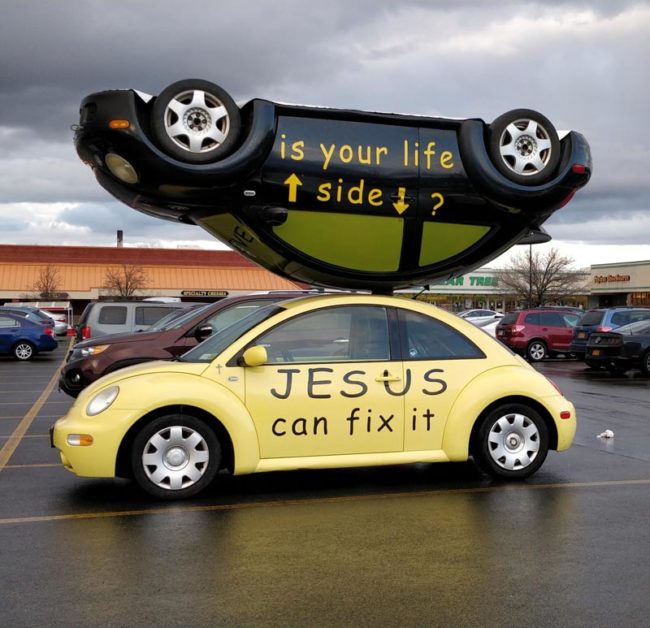 We have some interesting Jesus cars in Albany..