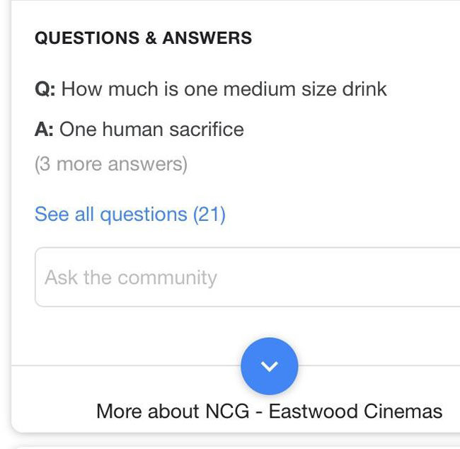 A google answer for a movie theater close to me