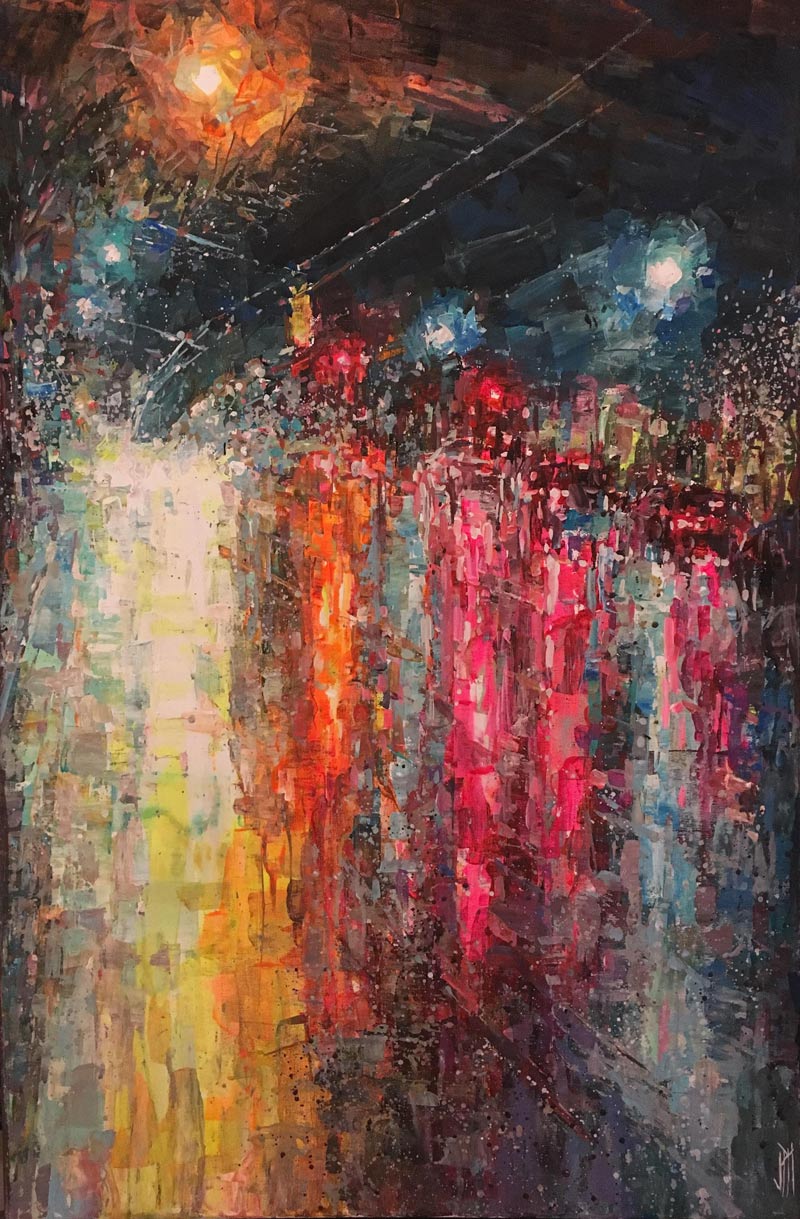 Painting I did of my rainy street in Vancouver