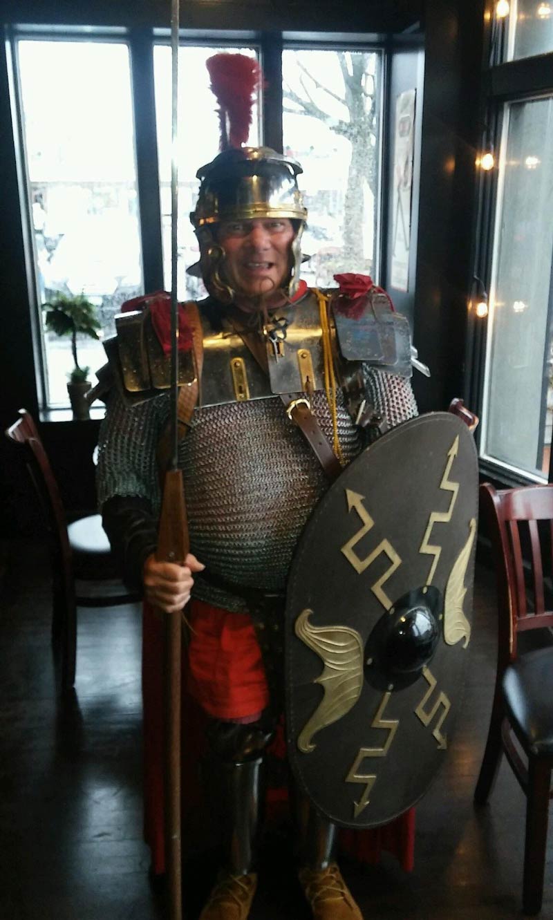 Every year on good Friday this man comes into our Bar dressed up as a Roman soldier