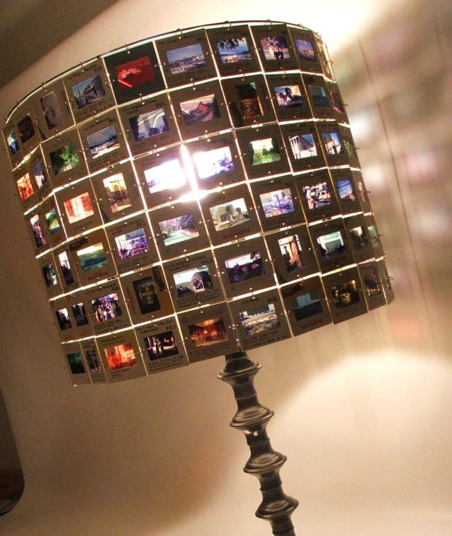 Lampshade made with photo slides