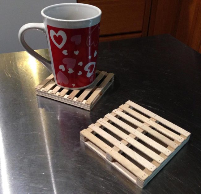 Mini pallet coasters I made from popsicle sticks