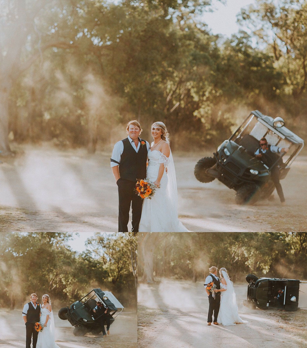 This couple wanted dust in the air for their wedding photos, the best man made it happen.. and then some