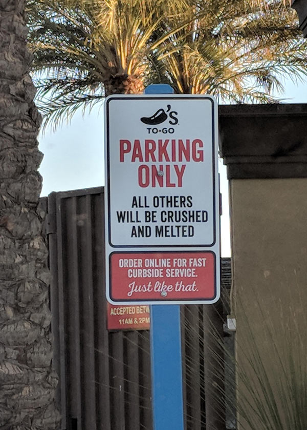 Chili's parking sign