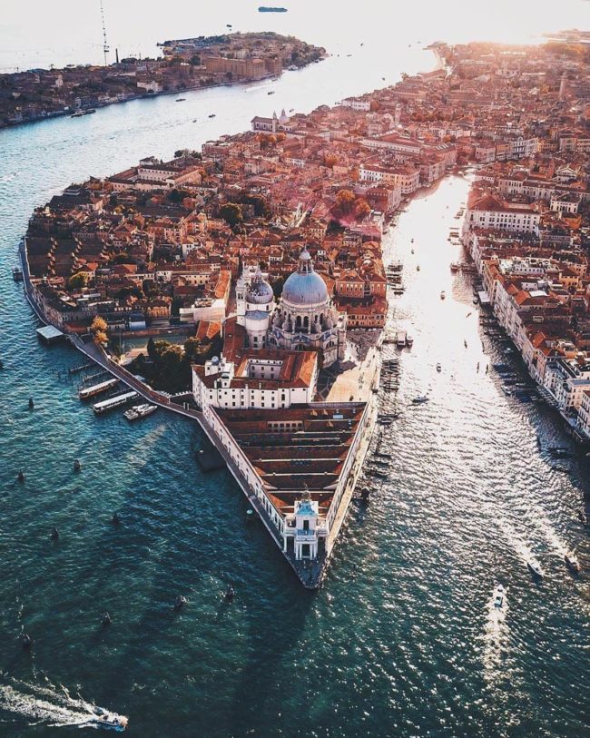 Drone shot of Venice, Italy