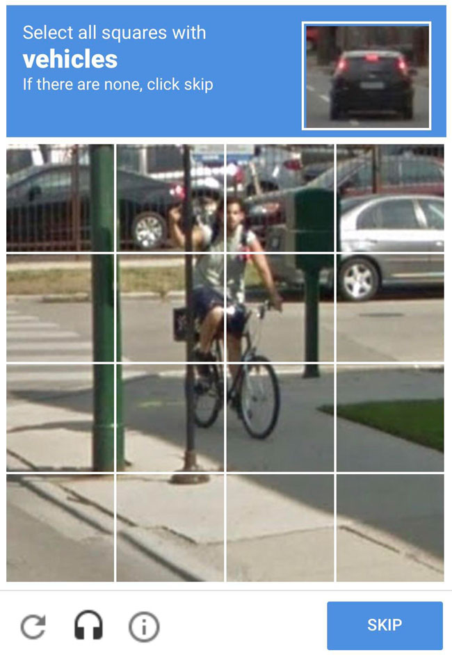 So this came up as the ReCaptcha on a website today