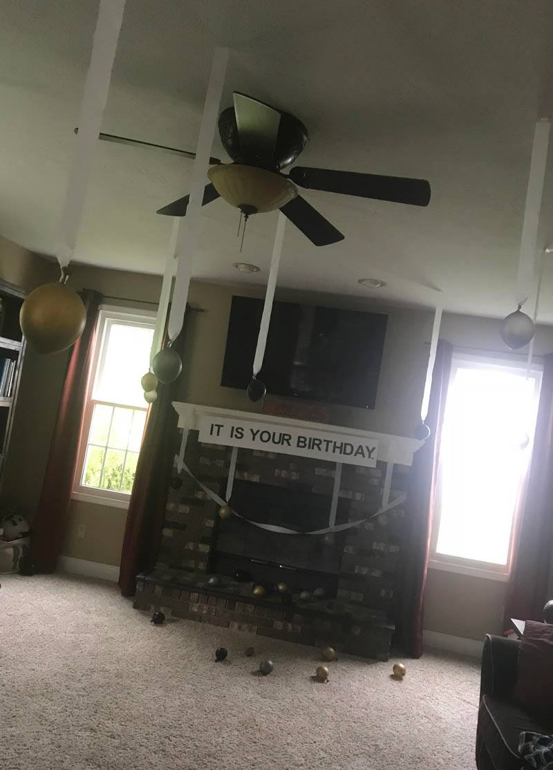 I turn 30 today. My husband thought Dwight & Jim style “The Office” decor was appropriate
